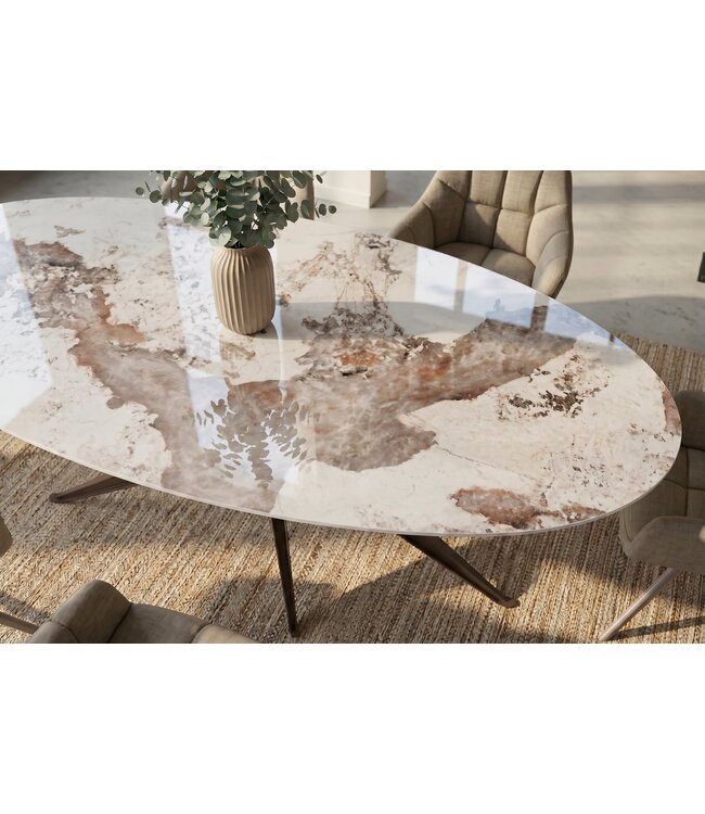 Invicta Interior Eettafel PANDORA 220cm ovaal keramiek brons