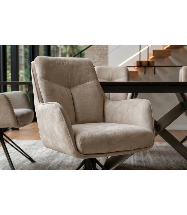 Invicta Interior Draaibare fauteuil PROMETHEUS draaibaar 180° met armleuningen vogue velours fluweel beige