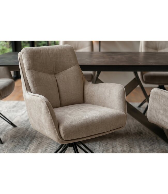 Invicta Interior Draaibare fauteuil PROMETHEUS draaibaar 180° met armleuningen vogue velours fluweel beige