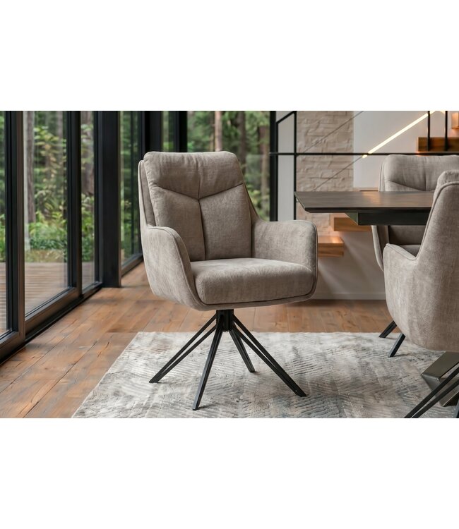 Invicta Interior Draaibare fauteuil PROMETHEUS roteerbaar 180° met armleuningen vogue velours fluweel taupe