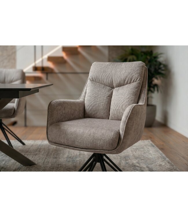 Invicta Interior Draaibare fauteuil PROMETHEUS roteerbaar 180° met armleuningen vogue velours fluweel taupe