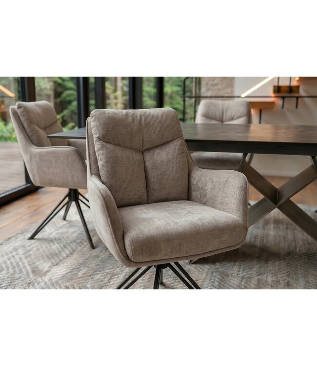 Invicta Interior Draaibare fauteuil PROMETHEUS roteerbaar 180° met armleuningen vogue velours fluweel taupe