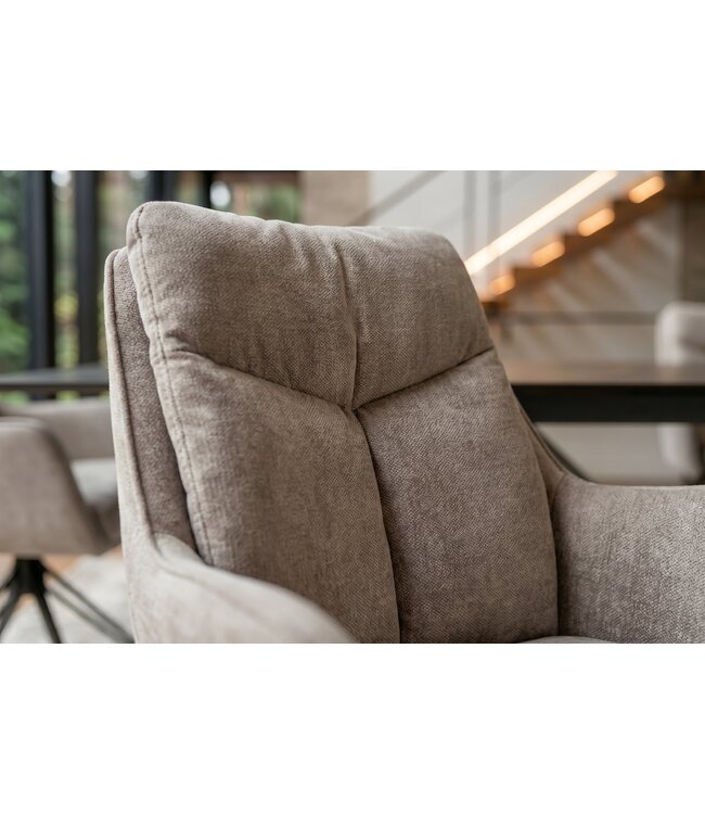 Invicta Interior Draaibare fauteuil PROMETHEUS roteerbaar 180° met armleuningen vogue velours fluweel taupe