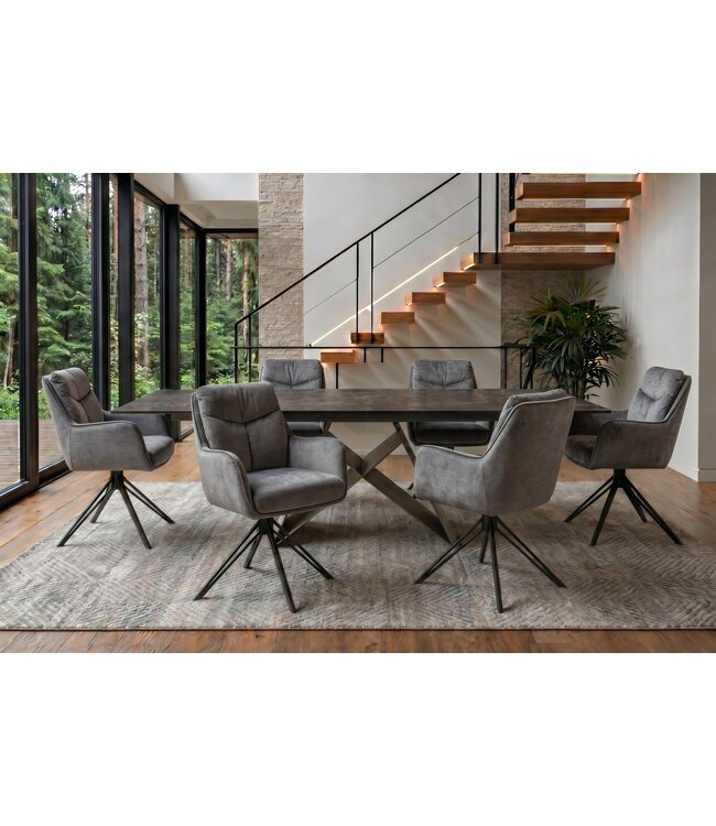 Invicta Interior Draaibare fauteuil PROMETHEUS roteerbaar 180° met armleuningen vogue velours fluweel grafietgrijs