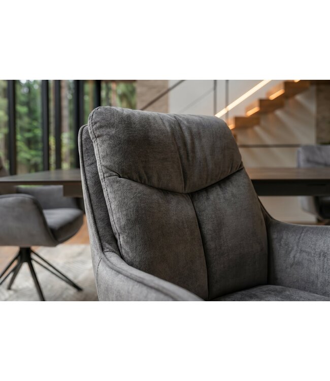 Invicta Interior Draaibare fauteuil PROMETHEUS roteerbaar 180° met armleuningen vogue velours fluweel grafietgrijs