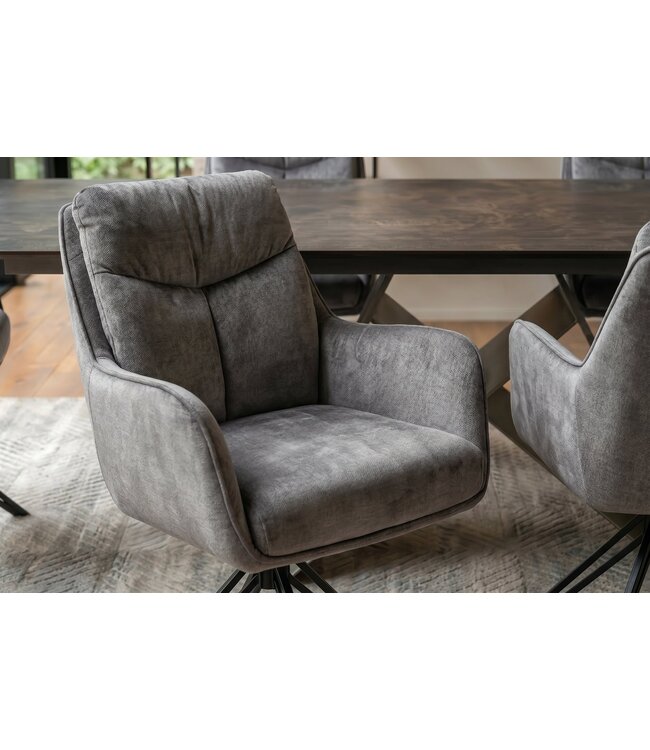 Invicta Interior Draaibare fauteuil PROMETHEUS roteerbaar 180° met armleuningen vogue velours fluweel grafietgrijs