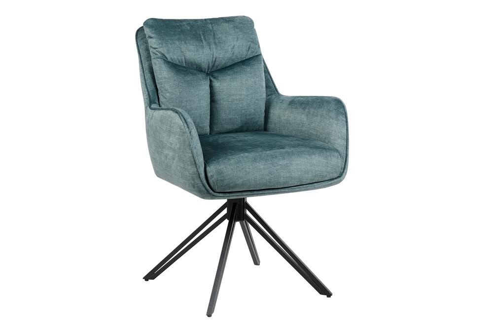 Draaibare fauteuil PROMETHEUS 180° met armleuningen vogue velours fluweel petrol