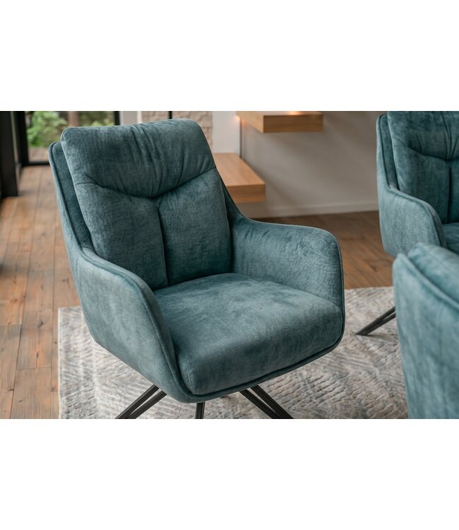 Invicta Interior Draaibare fauteuil PROMETHEUS 180° met armleuningen vogue velours fluweel petrol