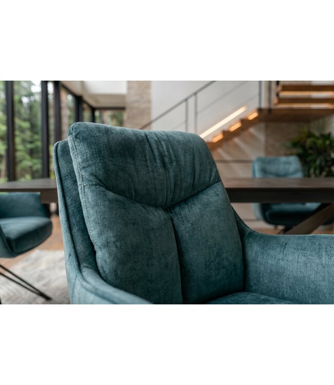 Invicta Interior Draaibare fauteuil PROMETHEUS 180° met armleuningen vogue velours fluweel petrol