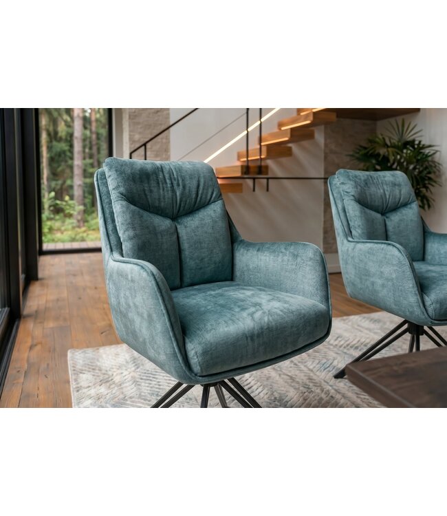 Invicta Interior Draaibare fauteuil PROMETHEUS 180° met armleuningen vogue velours fluweel petrol