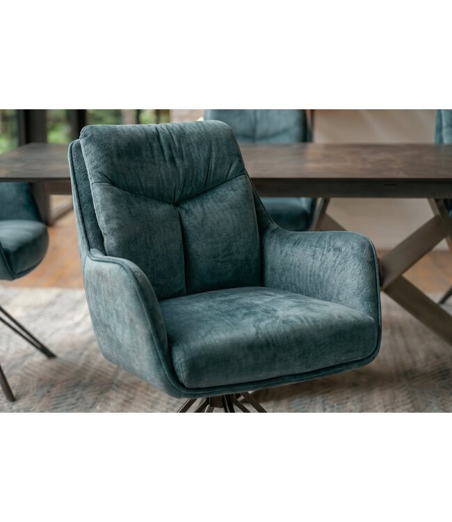 Invicta Interior Draaibare fauteuil PROMETHEUS 180° met armleuningen vogue velours fluweel petrol