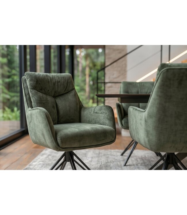 Invicta Interior Swivel chair PROMETHEUS draaibaar 180° met armleuningen groen