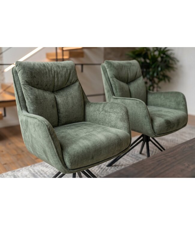 Invicta Interior Swivel chair PROMETHEUS draaibaar 180° met armleuningen groen