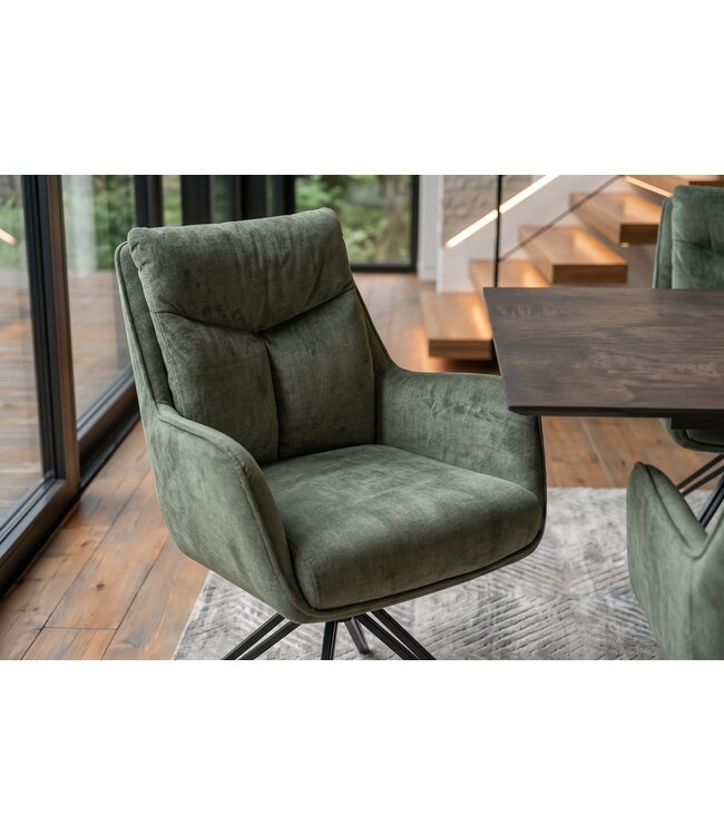 Invicta Interior Swivel chair PROMETHEUS draaibaar 180° met armleuningen groen