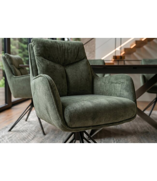 Invicta Interior Swivel chair PROMETHEUS draaibaar 180° met armleuningen groen