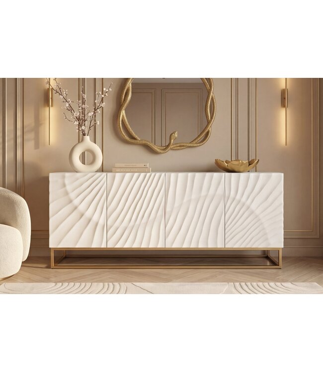 Invicta Interior Dressoir SCORPION 180cm 3D mangohout wit goud