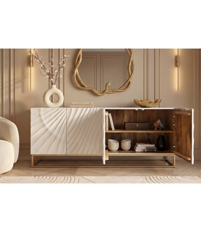 Invicta Interior Dressoir SCORPION 180cm 3D mangohout wit goud