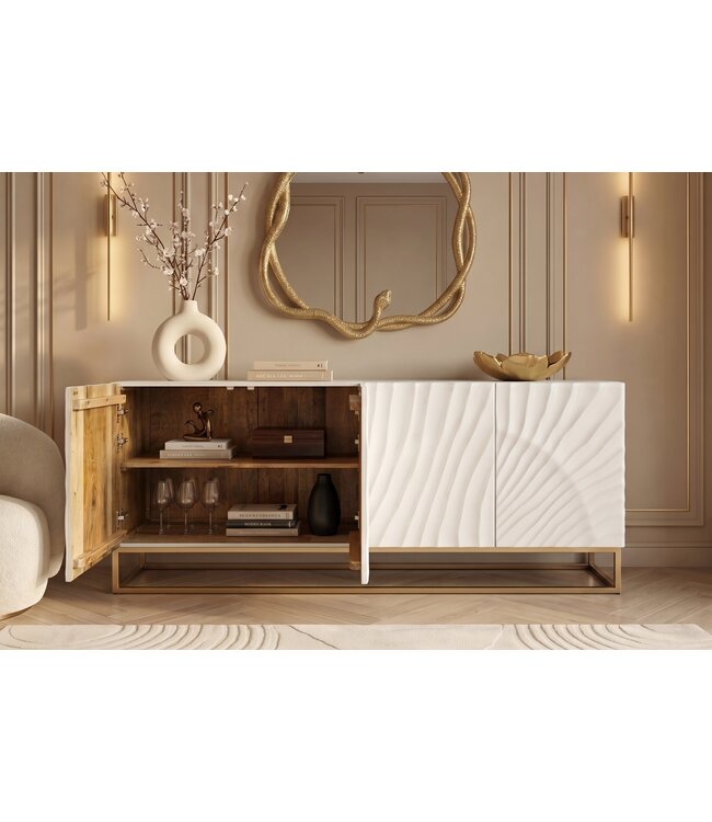 Invicta Interior Dressoir SCORPION 180cm 3D mangohout wit goud