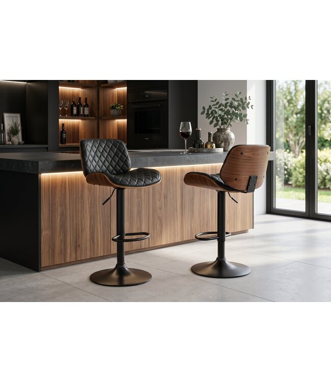 Invicta Interior Barkruk CHICAGO 360° 89-111cm essenfineer kunstleer zwart bruin
