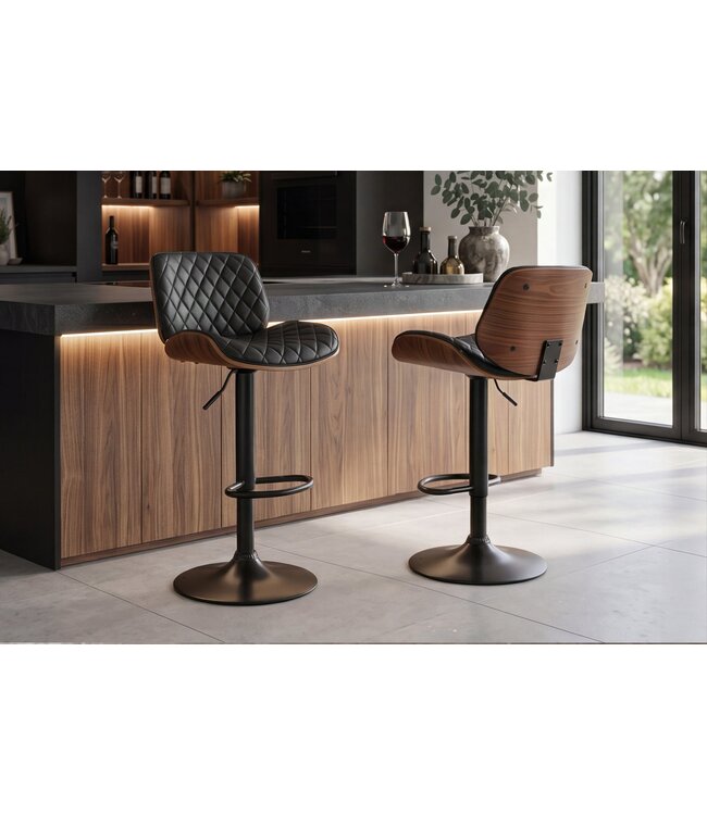 Invicta Interior Barkruk CHICAGO 360° 89-111cm essenfineer kunstleer zwart bruin