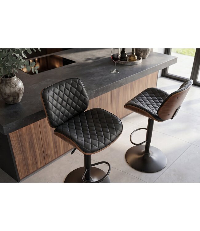 Invicta Interior Barkruk CHICAGO 360° 89-111cm essenfineer kunstleer zwart bruin