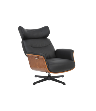 Invicta Interior Draaifauteuil VOGUE 360° verstelbare rugleuning fineer kunstleer zwart bruin