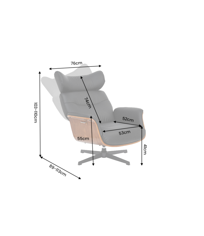 Invicta Interior Draaifauteuil VOGUE 360° verstelbare rugleuning fineer kunstleer zwart bruin