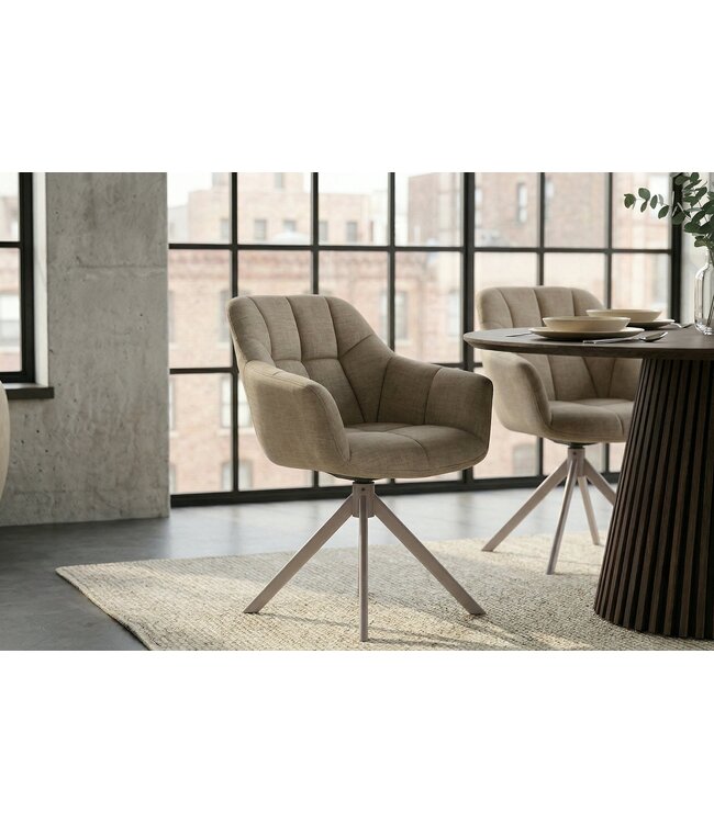 Invicta Interior Draaibare fauteuil PAPILLON roteerbaar 180° met armleuningen fluweel beige greige