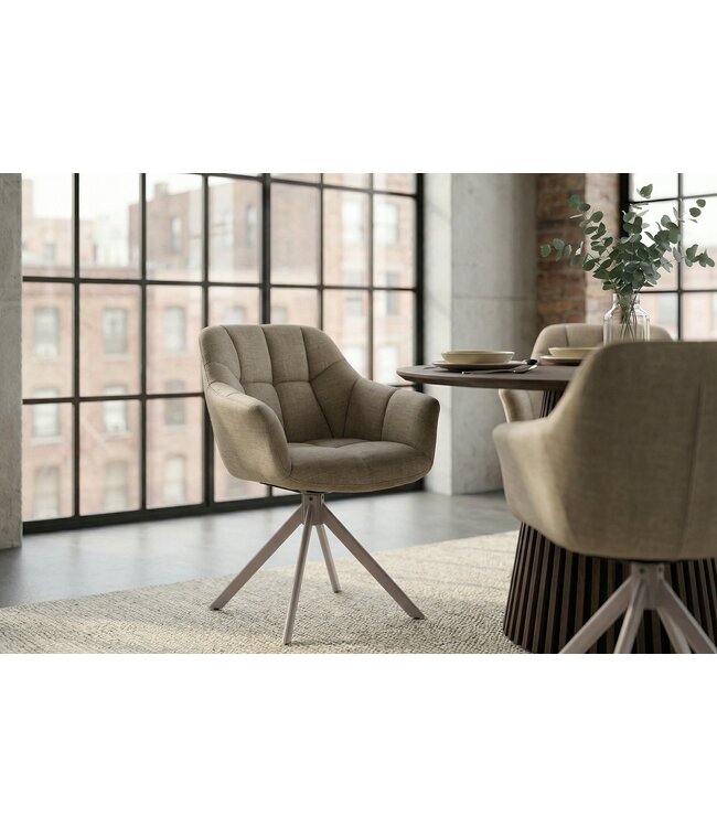 Invicta Interior Draaibare fauteuil PAPILLON roteerbaar 180° met armleuningen fluweel beige greige