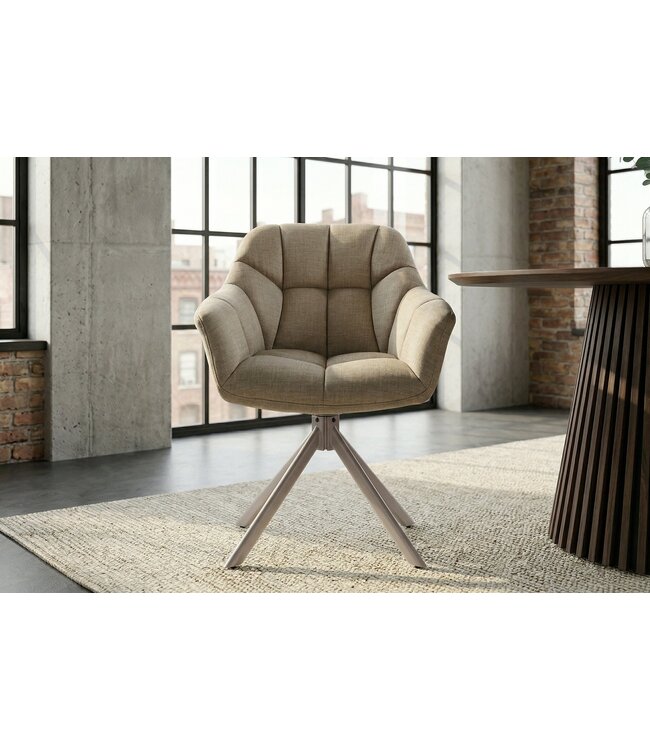 Invicta Interior Draaibare fauteuil PAPILLON roteerbaar 180° met armleuningen fluweel beige greige