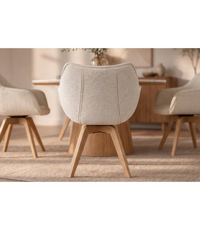 Invicta Interior Fauteuil THE DUTCH COMFORT 180° auto-return met armleuningen bouclé tweed zacht beige natuurlijk