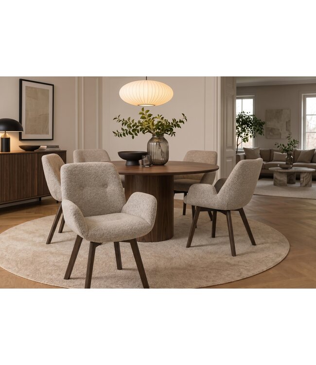 Invicta Interior Draaibare stoel BALTIC 360° met armleuningen bouclé tweed zacht taupe bruin