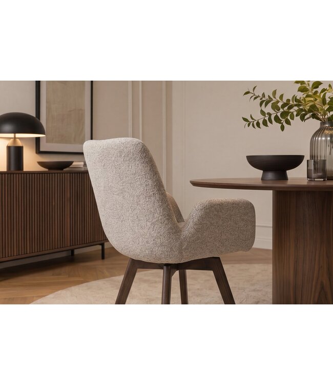 Invicta Interior Draaibare stoel BALTIC 360° met armleuningen bouclé tweed zacht taupe bruin