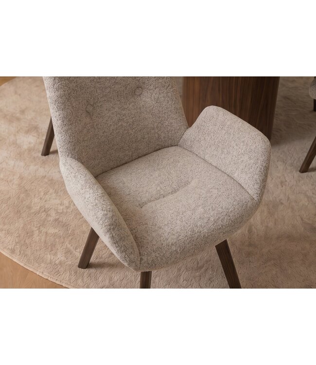 Invicta Interior Draaibare stoel BALTIC 360° met armleuningen bouclé tweed zacht taupe bruin