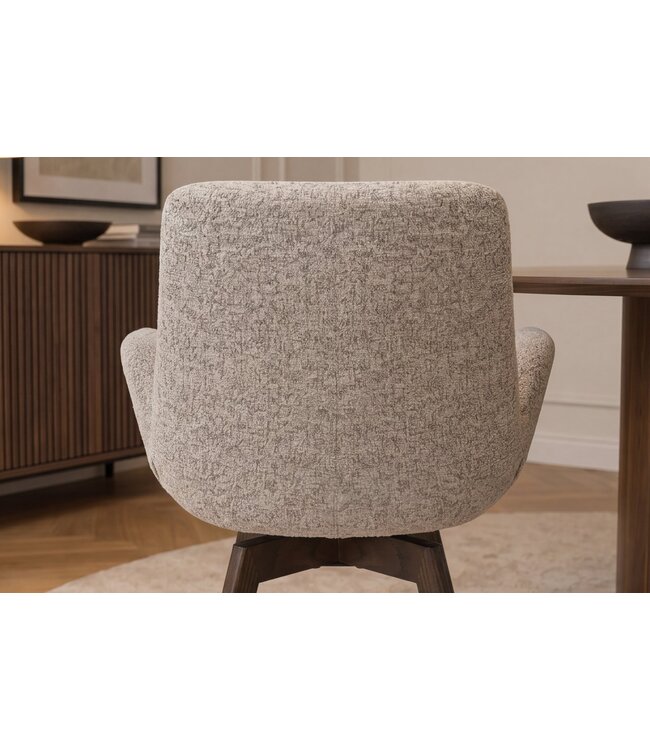 Invicta Interior Draaibare stoel BALTIC 360° met armleuningen bouclé tweed zacht taupe bruin