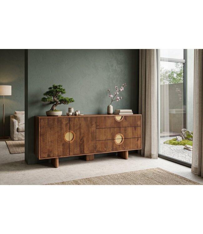 Invicta Interior Dressoir MADISON 180cm gestructureerd front mangohout bruin