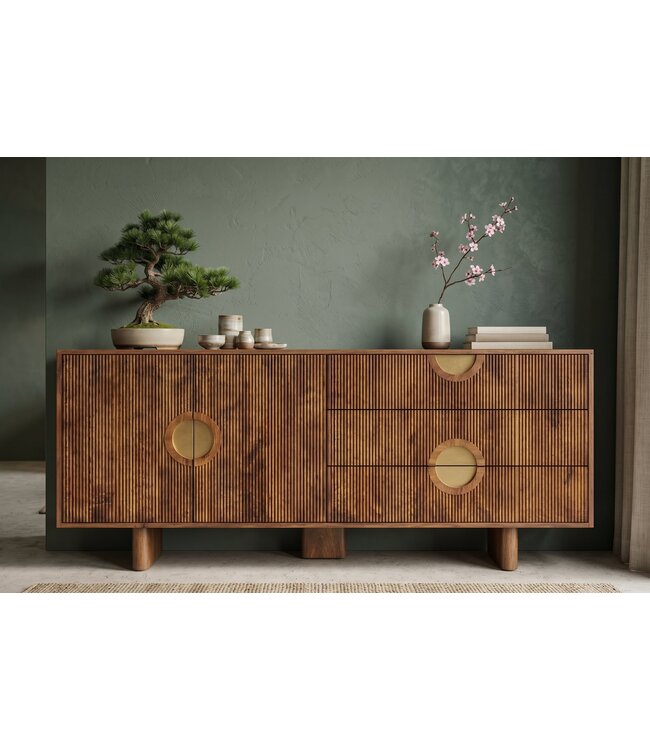 Invicta Interior Dressoir MADISON 180cm gestructureerd front mangohout bruin