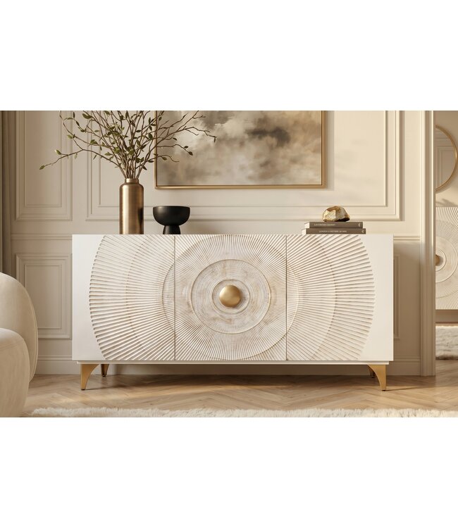 Invicta Interior Dressoir GOLDEN SUNSET 140cm 3D mangohout wit