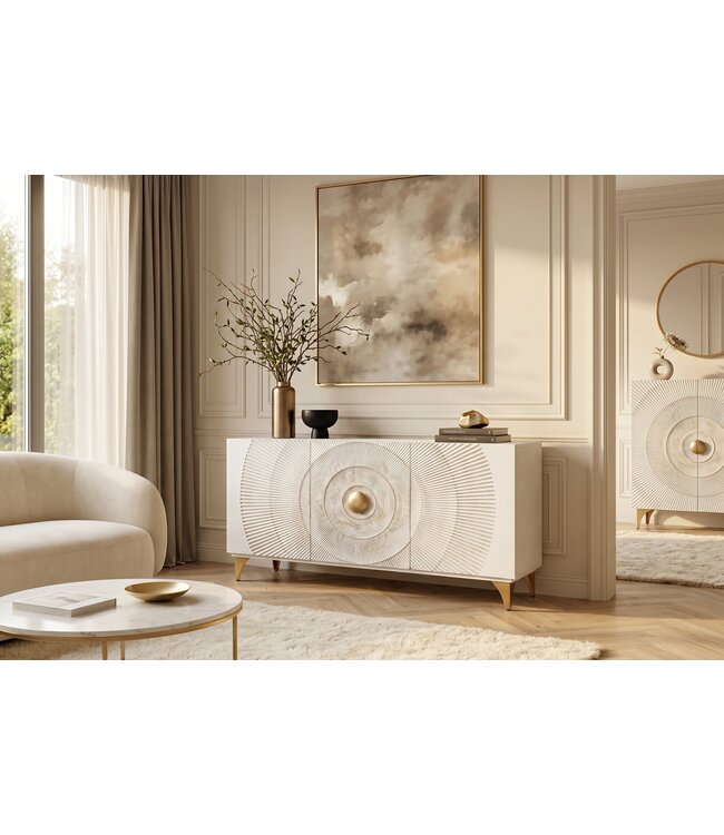 Invicta Interior Dressoir GOLDEN SUNSET 140cm 3D mangohout wit
