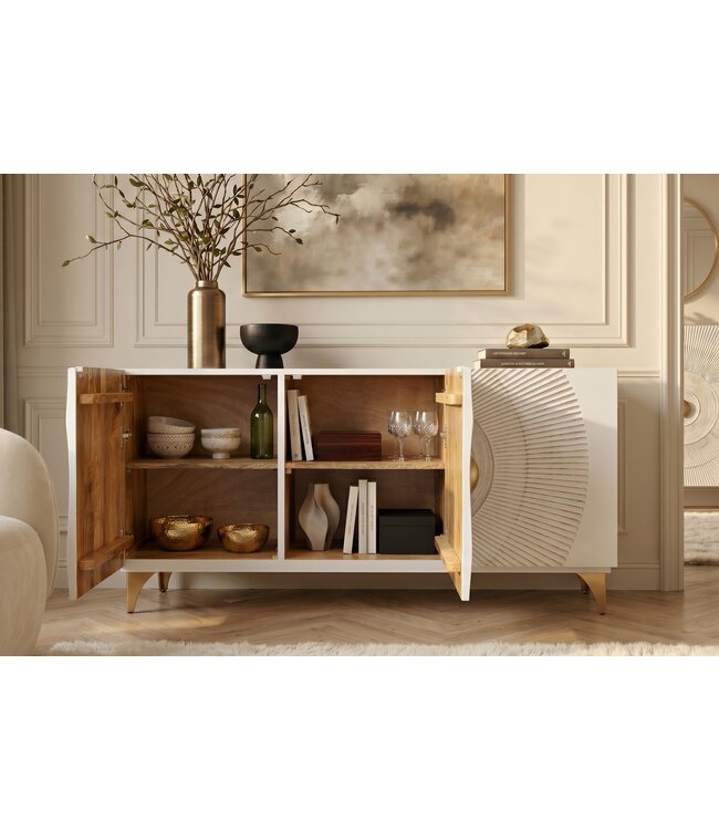 Invicta Interior Dressoir GOLDEN SUNSET 140cm 3D mangohout wit