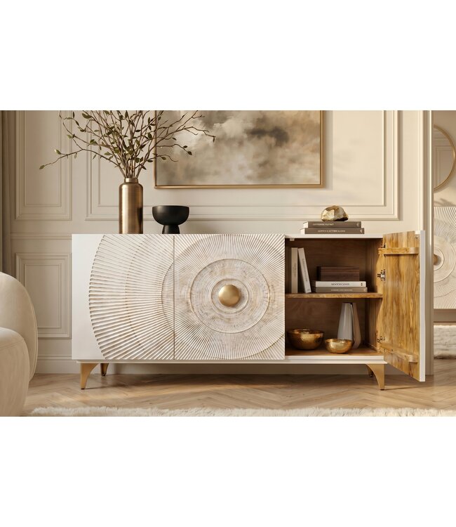 Invicta Interior Dressoir GOLDEN SUNSET 140cm 3D mangohout wit