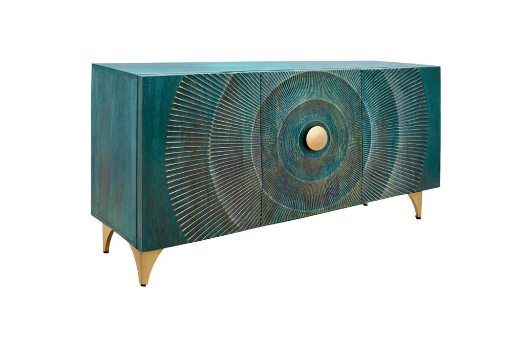 Dressoir GOLDEN SUNSET 140cm 3D mangohout turquoise - 48845