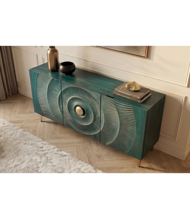 Invicta Interior Dressoir GOLDEN SUNSET 140cm 3D mangohout turquoise