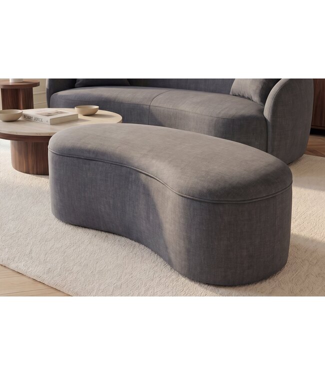 Invicta Interior Opbergbank ELEMENTAL 120cm bekleed fluweel grafietgrijs met opbergruimte