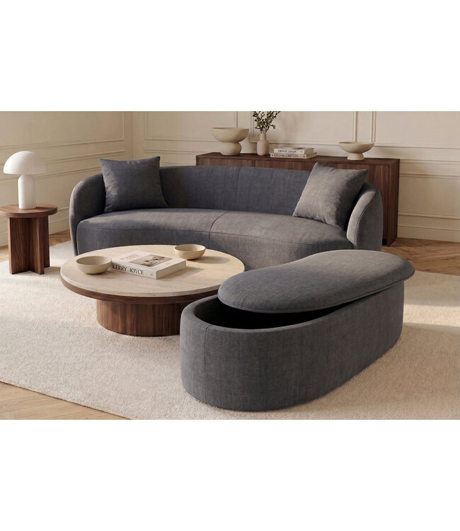 Invicta Interior Opbergbank ELEMENTAL 120cm bekleed fluweel grafietgrijs met opbergruimte