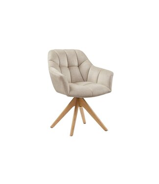 Invicta Interior Draaibare fauteuil PAPILLON 180° met armleuningen fluweel beige eik