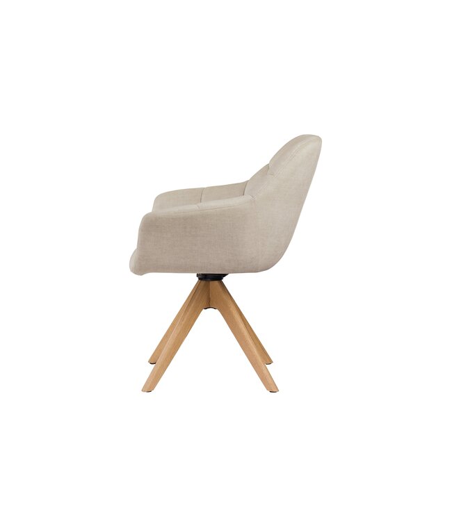 Invicta Interior Draaibare fauteuil PAPILLON 180° met armleuningen fluweel beige eik
