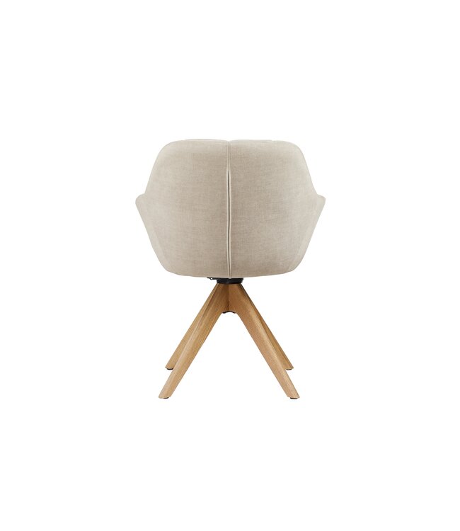 Invicta Interior Draaibare fauteuil PAPILLON 180° met armleuningen fluweel beige eik