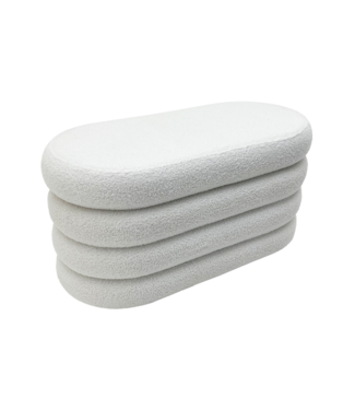 Invicta Interior Bankje VOGUE 85cm ovaal bekleed met opbergruimte bouclé wit