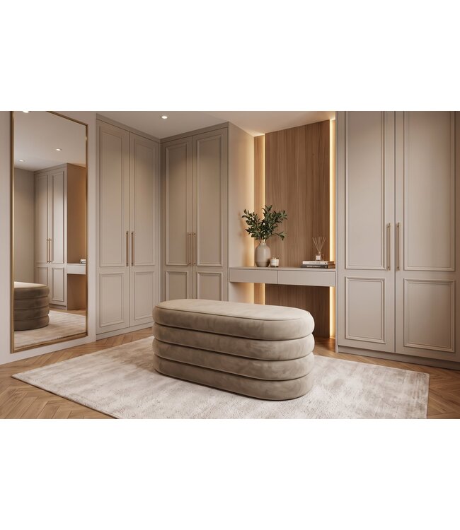 Invicta Interior Bankje met opbergruimte VOGUE 85cm ovaal bekleed fluweel champagne